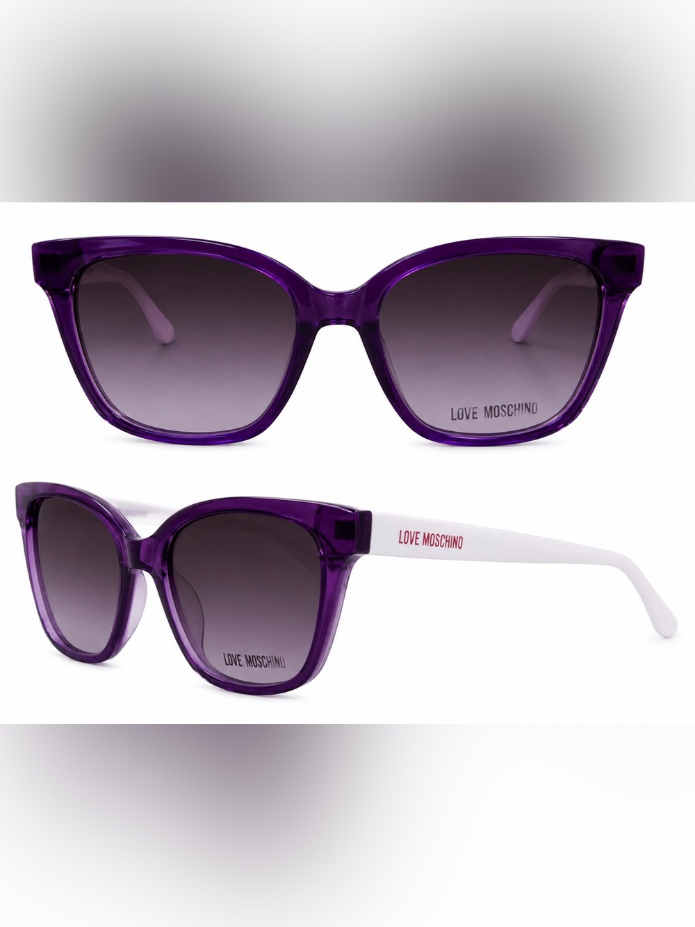 Moschino Purple Frame White Temples Gradient Lens Women's Sunglasses